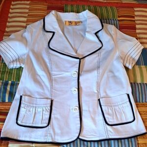 Vintage MG Original Women's White Short Sleeve Jacket And Skirt Size L